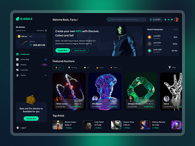 'BUBBBLE' NFT Dashboard Design 🖼️💎 artisticui blockchain blockchainui bubbblenft cryptoart cryptocollectibles cryptodesign designconcept designinspiration digitalart digitalcollectibles nftart nftcommunity nftdashboard nftdesign nftexploration nftmarketplace uiuxdesign userinterface