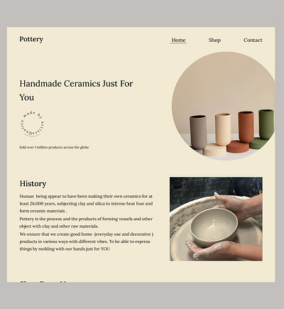 Pottery Online Store branding e commerce interface online pottery product design research selling store typography ui ux website