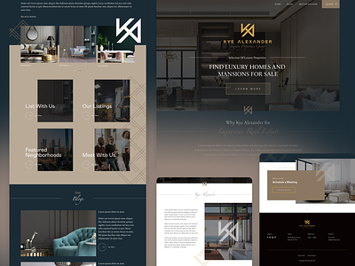 Luxury Properties Website Design branding gold landing page luxury properties real estate ui website design