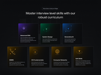 Coding Curriculum UI Cards abstract ai branding code computer curriculum dbms development dsa figma graphic design illustration interview network ship soft skills space system ui vector