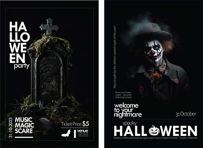 2 halloween poster with dark creative design & typography advertisment banner branding design graphic design halloween illustration poster poster design