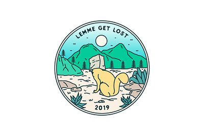 Lemme Get Lost adventure apparel badge brand branding design emblem graphic design illustration landscape line lineart logo monoline nature patch pin shirt sticker tshirt