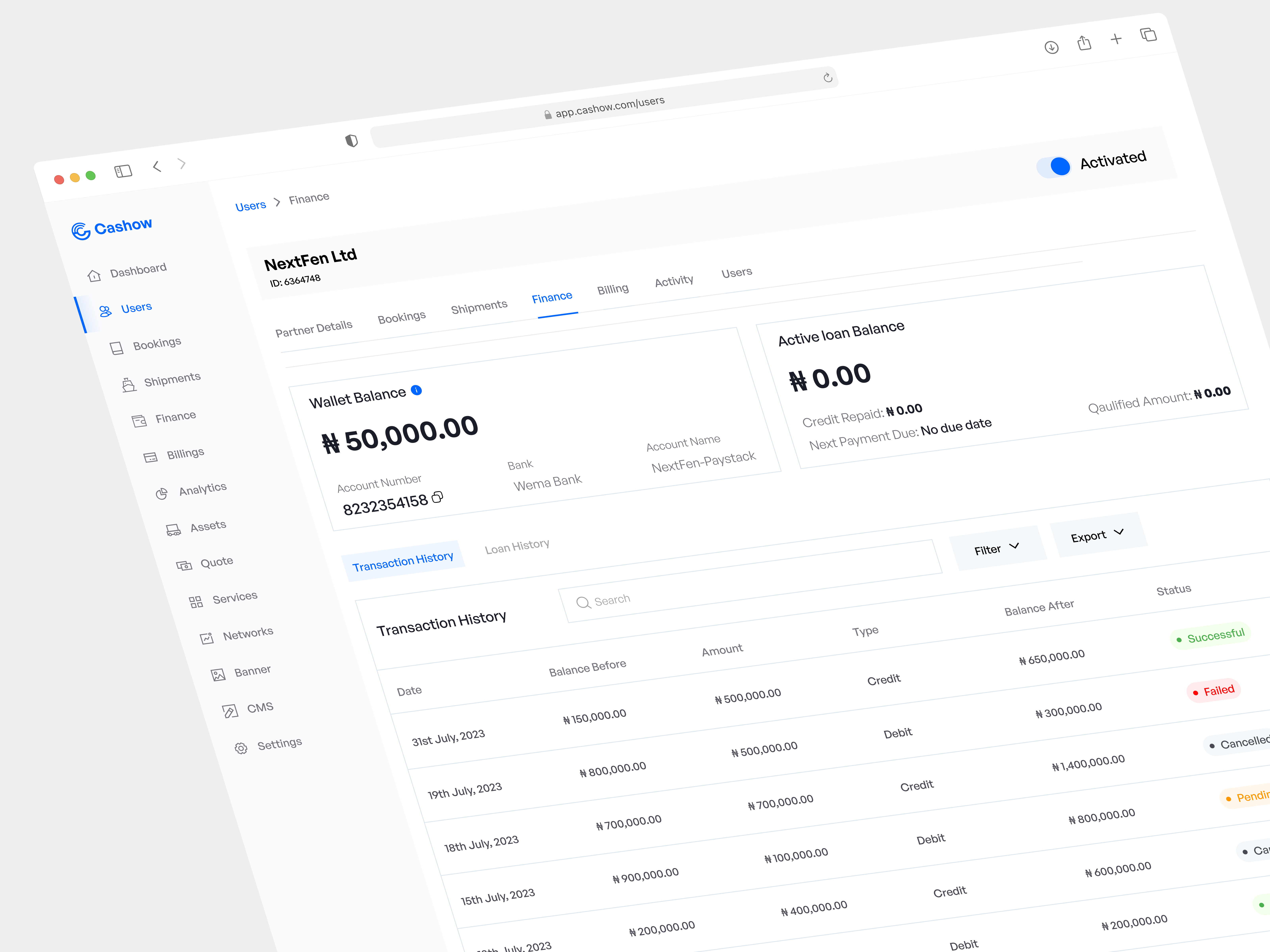 Cashow - Finance and Loan Page branding finance fintech flat history icon loan logo minimal modern