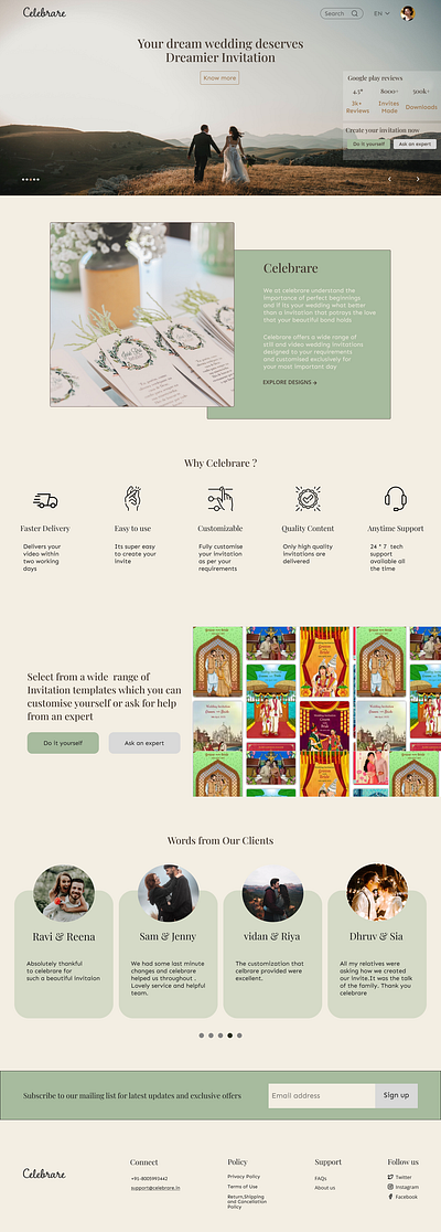 Celebrare - Landing Page Redesign design landing page landing page design ui uiux uiux design user experience