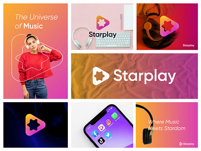 Star and Play button Music logo design best logo branding creative logo designishkul logo logo design logo designer modern logo music logo music player play logo star music logo starplay