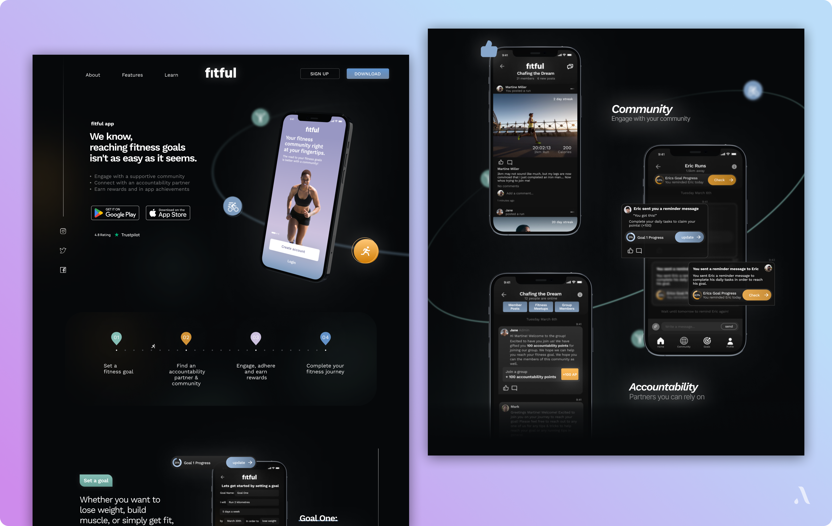 Fitness App Product & Landing: "Fitful"