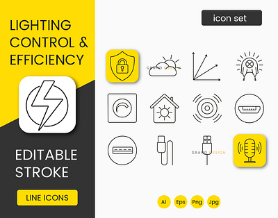 Efficient Lighting and Control icons collection