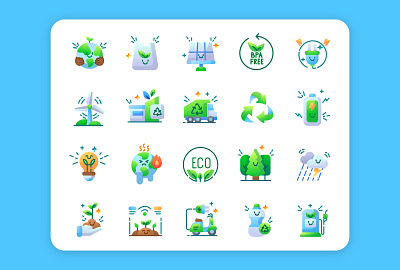 Ecology Gradient Icon Set eco ecology environment global warming graphic design green icon illustration set ui ux vector