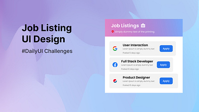 Daily UI 050/100 - Job Listing app design graphic design ui ux