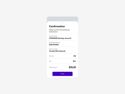 Payment Confirmation account amount balance confirm dailyui fee invoice money payment receipt savings