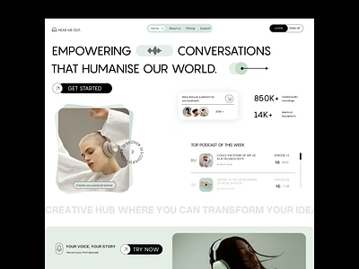 Podcasts & Streaming Platform Concept UI artist best podcasts conversation entertainment interview live music music platform personal growth podcast radio saas song speaker spotify startup streaming streaming app ui ux website