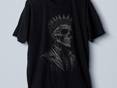 Cool King Skull adobe illustrator artwork bones coolskull dark design digital art drawing horror illustration king kingskull portrait skeleton skull t shirt design