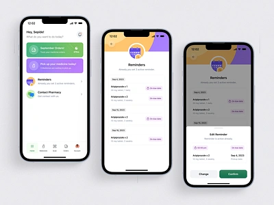 Prescription Tracker app 💊✨ clock delivery dental doctor health hospital illustration medical medicine mockup patient pharmacy pickup prescription reminder timer tracking ui