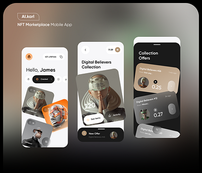 Web3 NFT UX UI App Design-2 3d app branding design illustration ui