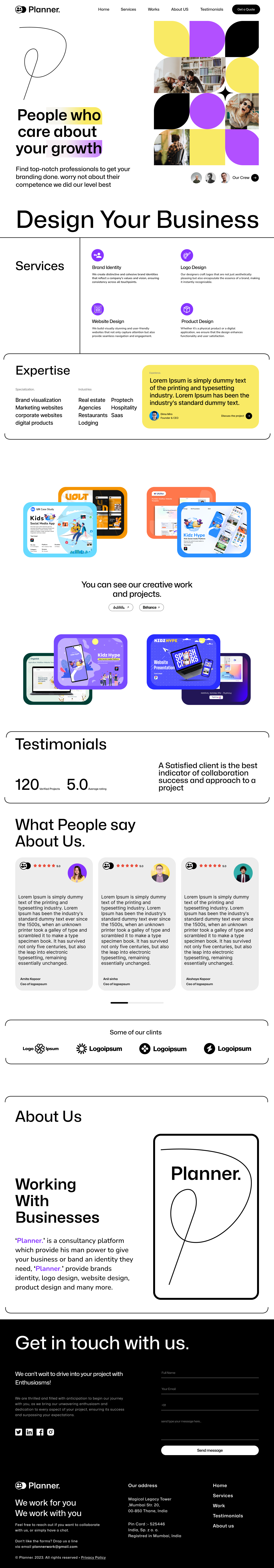 Planner. - Consultancy for Brand Identity, Website Design. adobe xd app branding consultancy consultancy website design designers website figma graphic design hompage inspiration interaction design logo ui ux design web web design website website design website presentation
