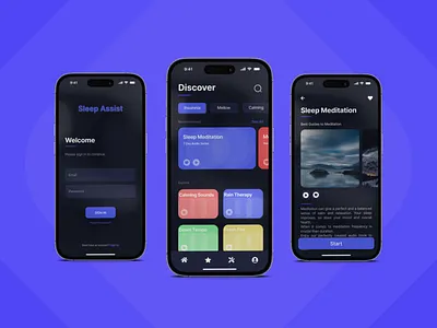 Sleep/Meditation App app design graphic design ios meditation app ui ui design user interface ux design visual design