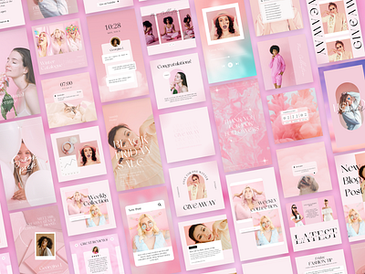 Pink Instagram Post Stories Template Canva graphic design