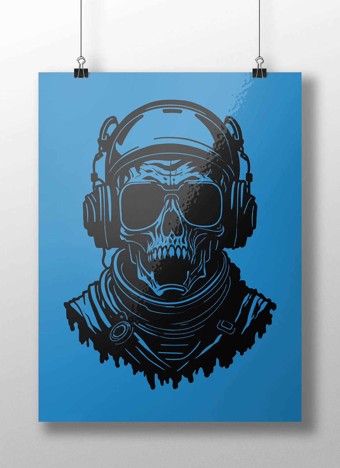 Astro Skull adobe illustrator artwork astronaut bones dark design digital art drawing horror illustration portrait skeleton skull skull astronaut skulls space t shirt design