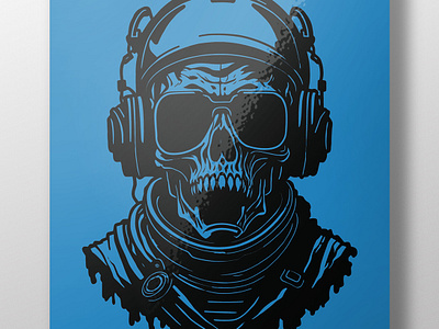 Astro Skull adobe illustrator artwork astronaut bones dark design digital art drawing horror illustration portrait skeleton skull skull astronaut skulls space t shirt design