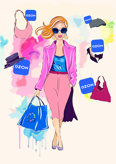 Ozon market branding graphic design иллюстрация