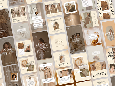 Brown Frappe Instagram Post Stories Template Canva graphic design