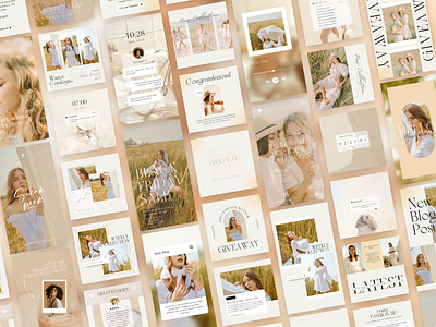 Nude Tone Instagram Post Stories Template Canva graphic design