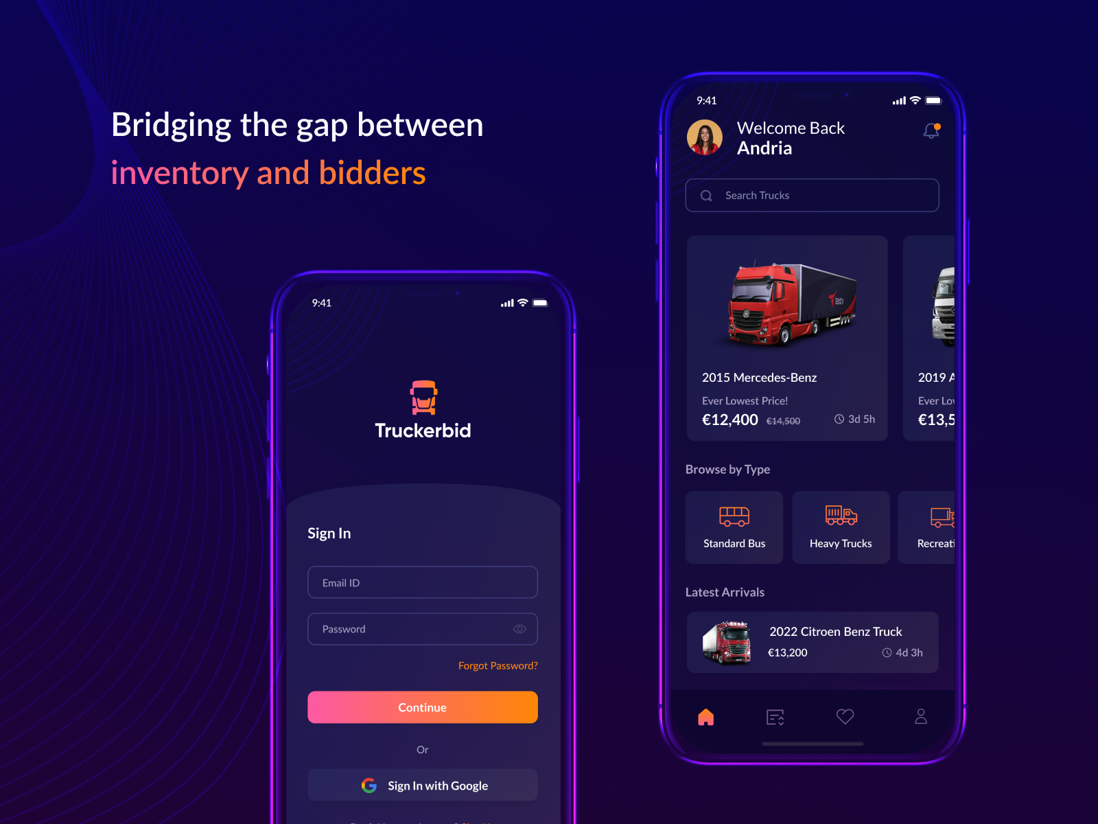Truck Bidding App app app screen bidding app bidding app design design ios app mobile app mobile app design splash screen truck app ui ui design user interface design ux design
