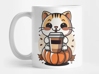 Pumpkin Spice Catte Illustration adobe art autumn branding cat illustration coffee design fall graphic design halloween illustration illustrator latte pumpkin vector art