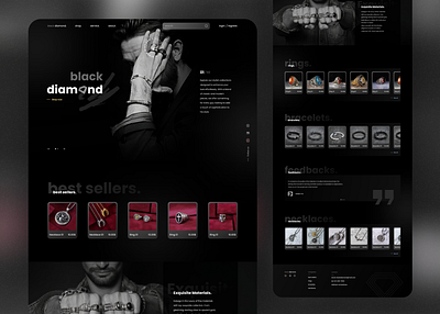Black Diamond black cart design figma login new design shop shopify ui uiux website