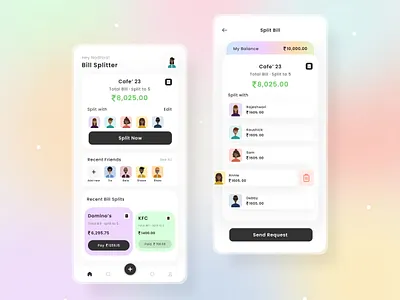 Bill Splitter App app design billsplit design figma ios pay ui upi ux