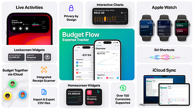 Budget Flow | Expense Tracker app apple banking branding chart design dynamic finance flat ios ipad iphone island kit mac modern press ui watch widget