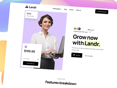 Landr - Framer landing page template app branding bright design framer gradient hero hero section illustration landing landing page logo template ui webflow