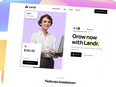 Landr - Framer landing page template app branding bright design framer gradient hero hero section illustration landing landing page logo template ui webflow