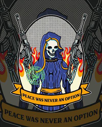 Peace Was Never An Option apparel design clothing brand graphic design illustration logo retro skull tshirt design vintage