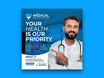 MEDICAL SOCIAL MEDIA POST DESIGN art design doctor illustrator media medical modern photoshop post services social