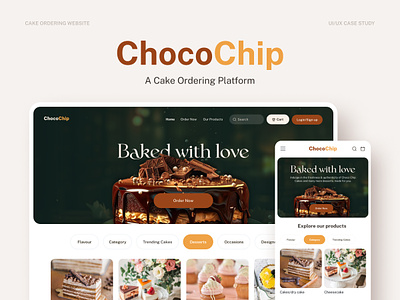 ChocoChip: A cake ordering app adobe xd cake app cake ordering figma interface ui uiux usability study user research ux