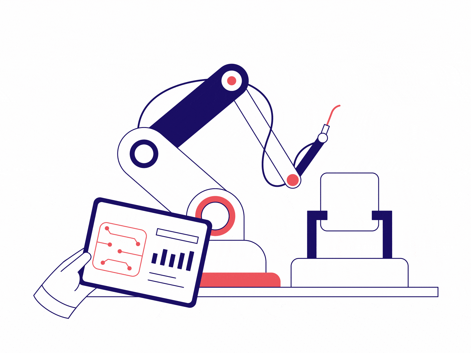 Animation for Bendy style illustrations after effects animation augmented realitu fingerprint gif illustration interface json motion robot shape vector web