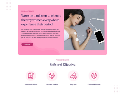 The Curebee web ui branding designs graphic design icon design illustration period pain relief product ui ui design uiux design ux design vector web ui website ui design