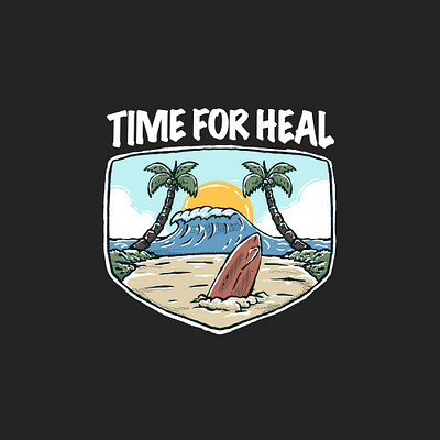 Time For Heal Vintage illustration - by Okuta Art beach branding color emblem graphic design heal illustration logo okuta.art procreate summer t shirt vector vintage