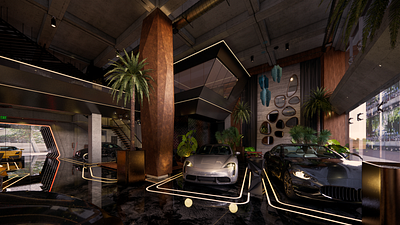 EXOTICS 3d render architectural interiors architecture car showroom interior design luxury luxury cars