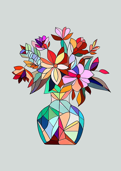 Geometric Vase of Flower colorful floral geometric graphic design illustration vase of flower