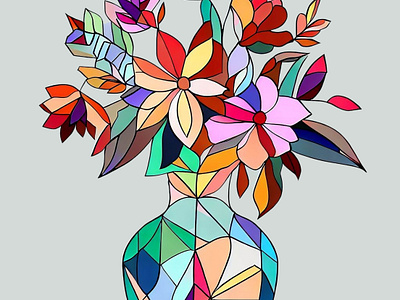 Geometric Vase of Flower colorful floral geometric graphic design illustration vase of flower