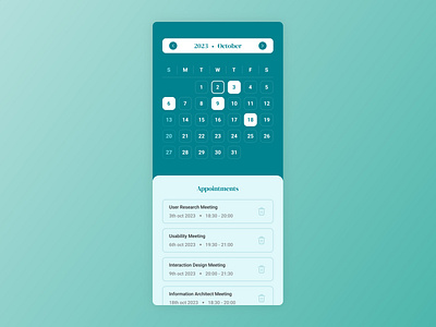 #DailyUI day 038 appointment calendar challenge dailyui date design month ui