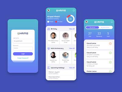 Mobile App Design branding design hrms mobileapp ui ux