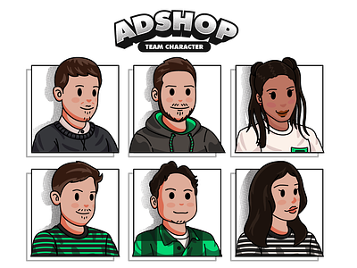 Adshop - Team Character avatar character design characters design flat flat illustration graphic design illustration simple character