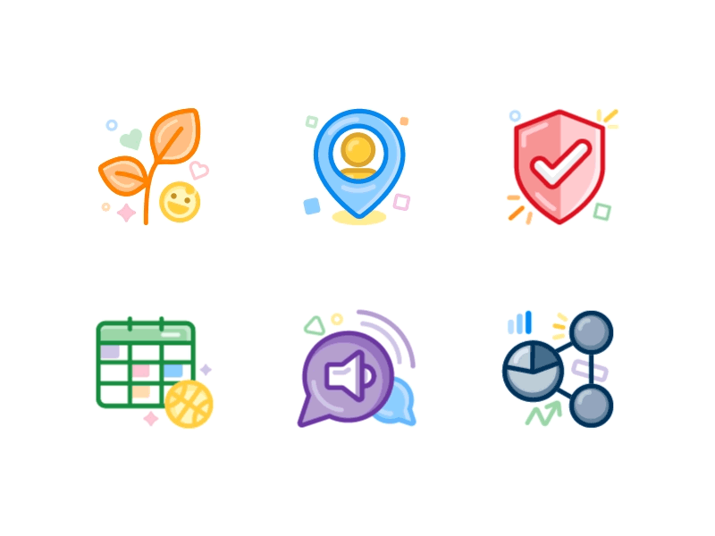 Responsive icon set for Orah branding education icon icon set iconography illustration responsive student engagement technology two tone