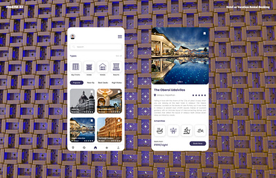 Dailyui - 67 Hotel or Vacation Rental Booking app application booking branding challenge dailyui design figma graphic design hotel illustration logo online typography ui