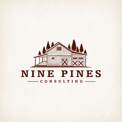 Nine Pines Logo Design barn brand identity branding design emblem farm house graphic design illustration pine pine tree vintage vintage logo