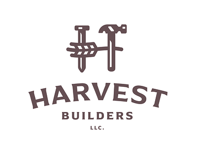 Harvest Builders Brandmark branding brandmark builder carpenter construction contractor hammer handyman harvest identity illustration letter h lettering logo logos logotype tool tools wheat