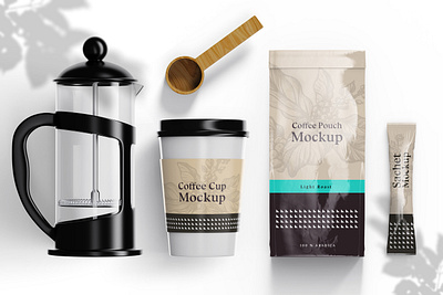 Coffee Branding Mockup - V02 branding coffee coffeecup graphic design mockup poch sachet